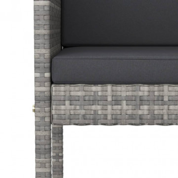 Set mobilier bar de grădină cu perne, 5 piese, gri, poliratan - Img 8
