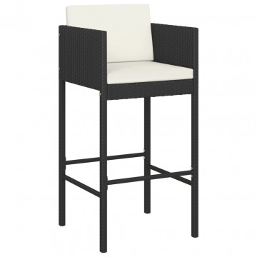 Set mobilier bar de grădină cu perne, 5 piese, negru, poliratan - Img 3