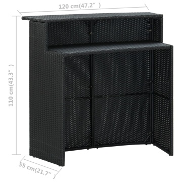Set mobilier bar de grădină cu perne, 5 piese, negru - Img 7