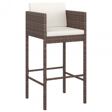 Set mobilier bar de grădină cu perne, 7 piese, maro, poliratan - Img 3