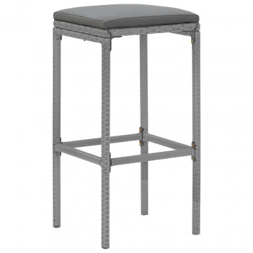 Set mobilier bar de grădină, cu perne, 9 piese, gri, poliratan - Img 8