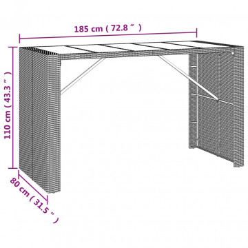 Set mobilier bar de grădină cu perne, 9 piese, negru, poliratan - Img 6