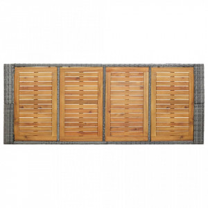 Set mobilier bar exterior 9 piese gri poliratan și lemn acacia - Img 7