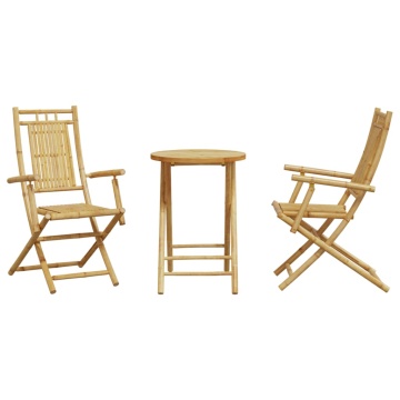 Set mobilier bistro, 3 piese, bambus - Img 4