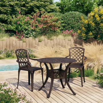Set mobilier bistro, 3 piese, bronz, aluminiu turnat - Img 1