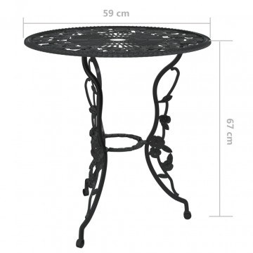 Set mobilier bistro, 3 piese, negru, aluminiu turnat - Img 7