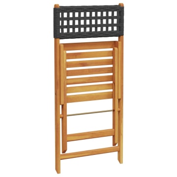 Set mobilier bistro, 3 piese, negru, poliratan și lemn masiv - Img 6