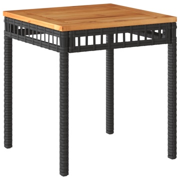 Set mobilier bistro, 3 piese, poliratan negru/lemn de acacia - Img 5