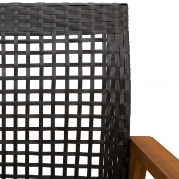 Set mobilier bistro, 3 piese, poliratan negru/lemn de acacia - Img 7