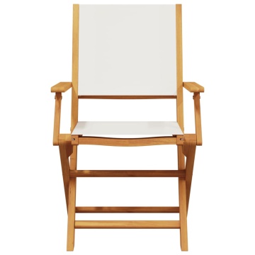 Set mobilier bistro, 3 piese, textil alb crem/lemn masiv - Img 4