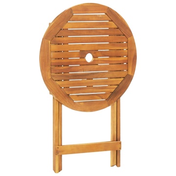 Set mobilier bistro, 3 piese, textil alb crem/lemn masiv - Img 7