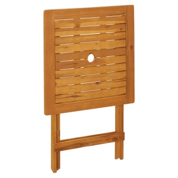 Set mobilier bistro, 3 piese, textil alb crem/lemn masiv - Img 7