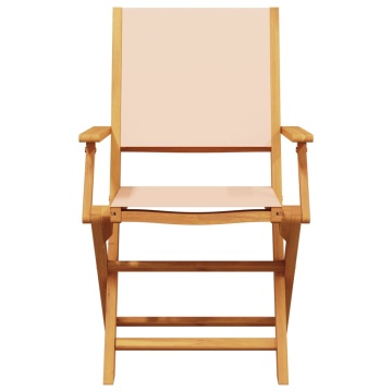 Set mobilier bistro, 3 piese, textil bej/lemn masiv - Img 4
