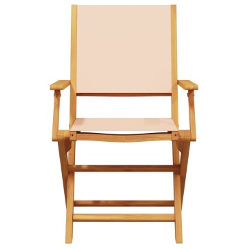 Set mobilier bistro, 3 piese, textil bej/lemn masiv - Img 4