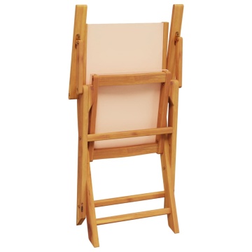 Set mobilier bistro, 3 piese, textil bej/lemn masiv - Img 6
