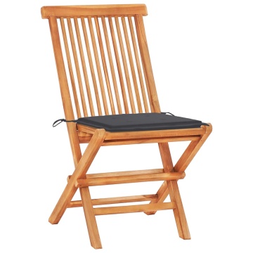 Set mobilier bistro cu perne antracit, 3 piese, lemn masiv tec - Img 8
