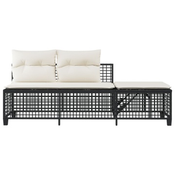 Set mobilier colțar de grădină cu perne 3 piese negru poliratan - Img 6