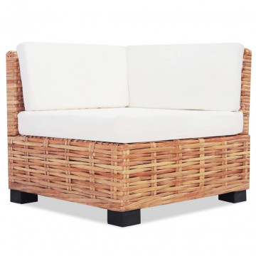 Set mobilier cu canapea 27 piese, culoare naturală, ratan - Img 4