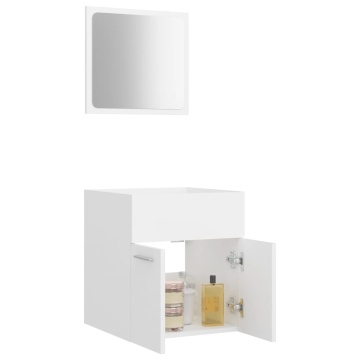 Set mobilier de baie, 2 piese, alb, PAL - Img 4