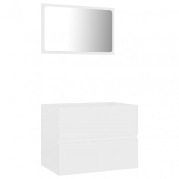 Set mobilier de baie, 2 piese, alb, PAL - Img 2