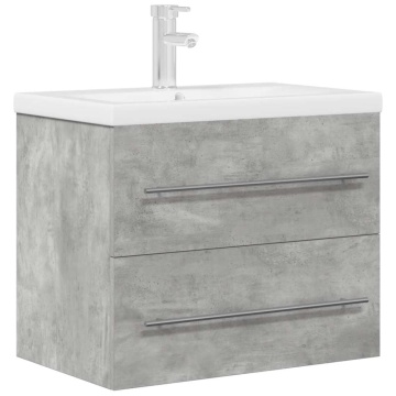 Set mobilier de baie, 2 piese, gri beton, lemn compozit - Img 2