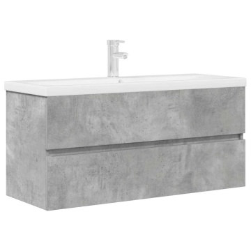 Set mobilier de baie, 2 piese, gri beton, lemn compozit - Img 2
