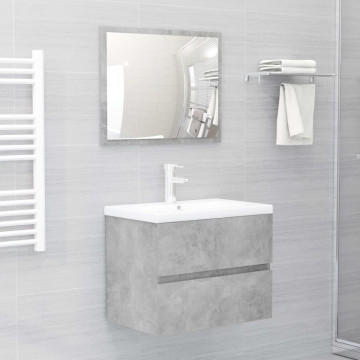 Set mobilier de baie, 2 piese, gri beton, PAL - Img 1