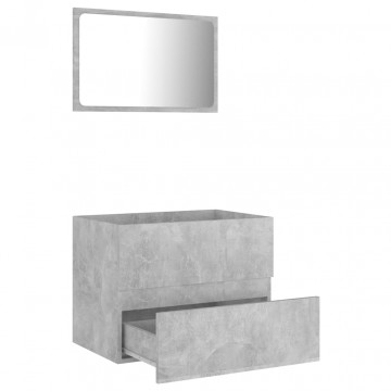 Set mobilier de baie, 2 piese, gri beton, PAL - Img 8