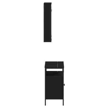 Set mobilier de baie, 2 piese, negru, lemn compozit - Img 6