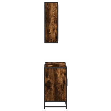 Set mobilier de baie, 2 piese, stejar fumuriu, lemn prelucrat - Img 5