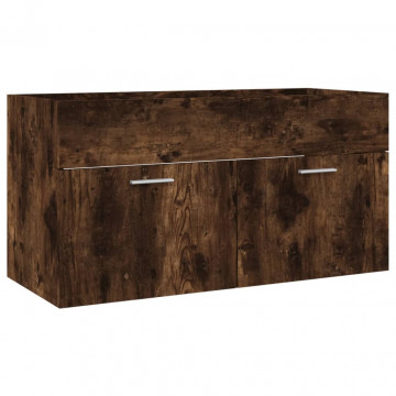Set mobilier de baie, 2 piese, stejar fumuriu, lemn prelucrat - Img 6