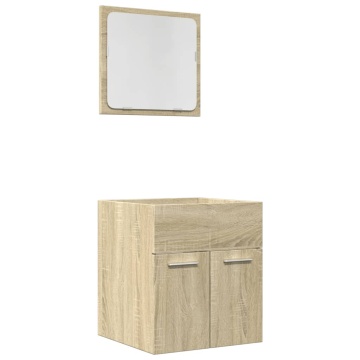 Set mobilier de baie, 2 piese, stejar sonoma, lemn prelucrat - Img 2