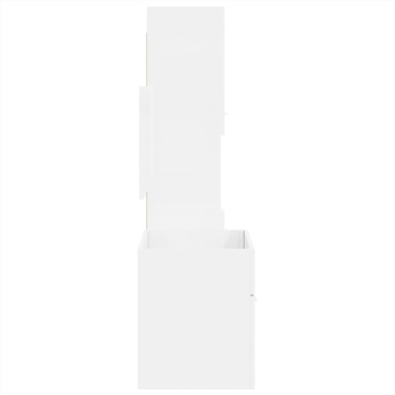 Set mobilier de baie, 3 piese, alb extralucios, lemn compozit - Img 5