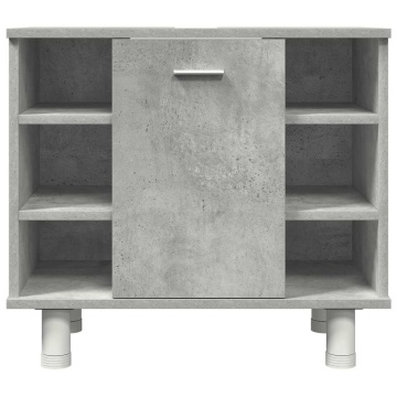 Set mobilier de baie, 3 piese, gri beton, lemn compozit - Img 6