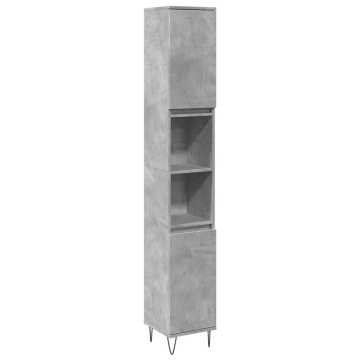 Set mobilier de baie, 3 piese, gri beton, lemn compozit - Img 4