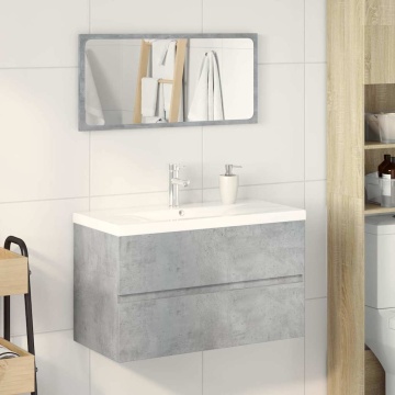 Set mobilier de baie, 3 piese, gri beton, lemn compozit - Img 3