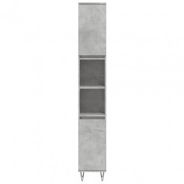 Set mobilier de baie, 3 piese, gri beton, lemn compozit - Img 5