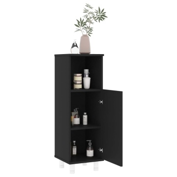 Set mobilier de baie, 3 piese, negru, lemn prelucrat - Img 7
