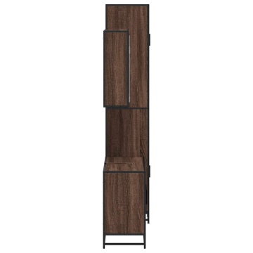 Set mobilier de baie, 3 piese, stejar maro, lemn prelucrat - Img 5
