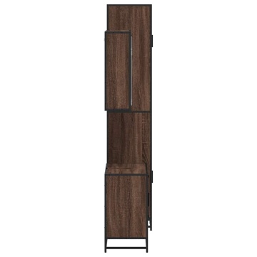 Set mobilier de baie, 3 piese, stejar maro, lemn prelucrat - Img 5