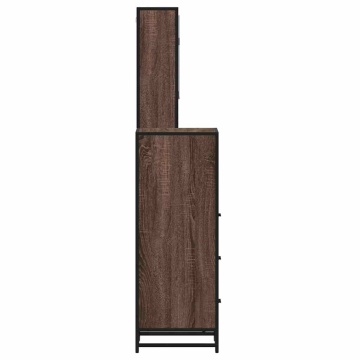 Set mobilier de baie, 3 piese, stejar maro, lemn prelucrat - Img 5