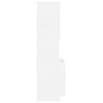Set mobilier de baie, 4 piese, alb extralucios, lemn prelucrat - Img 5