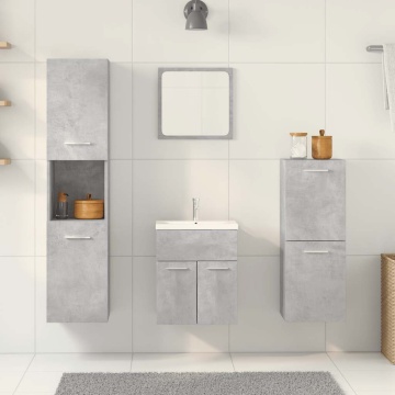 Set mobilier de baie, 4 piese, gri beton, lemn compozit - Img 3