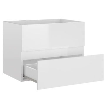 Set mobilier de baie, alb extralucios, lemn prelucrat - Img 6