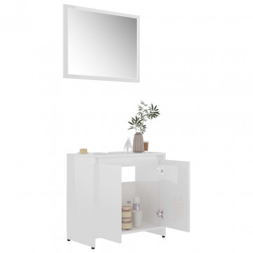 Set mobilier de baie, alb extralucios, PAL - Img 3
