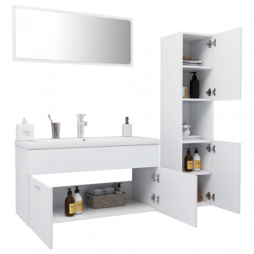 Set mobilier de baie, alb, lemn prelucrat - Img 3
