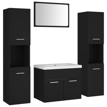 Set mobilier de baie, negru, lemn prelucrat - Img 2