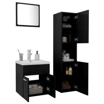 Set mobilier de baie, negru, lemn prelucrat - Img 3