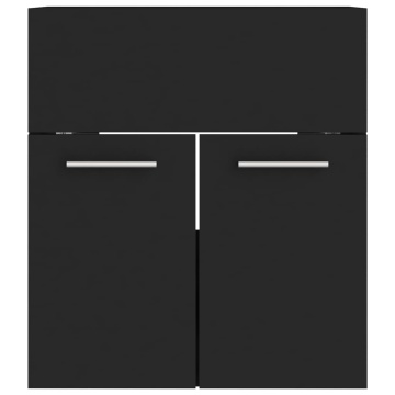 Set mobilier de baie, negru, lemn prelucrat - Img 8