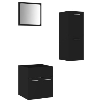 Set mobilier de baie, negru, lemn prelucrat - Img 2
